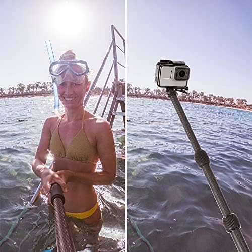 סיבי פחמן Smatree ניתנים להקרבה ניתנת להרחבה מוט צף מקל Selfie Stick תואם ל- GoPro Max/GoPro Hero 11/10/9/8/7/6/5/4/3