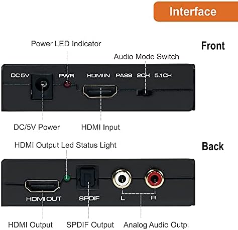 J-tech איכות פרימיום דיגיטלי 1080p HDMI ל- HDMI + Audio Audio Audio Extractor Converter Bundle עם Toslink Digital