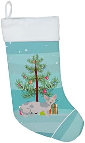 אוצרות קרוליין CK4655CS חתול מינסקין גרב חג מולד שמח, אח תלויים גרביים עונת חג המולד עיצוב חג