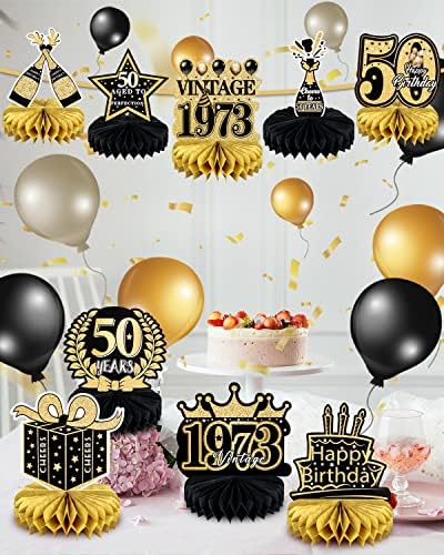 9 יחידות קישוט יום הולדת 50 לגברים נשים קישוטי שולחן יום הולדת 50 לחיים ליום הולדת 50 סידורי