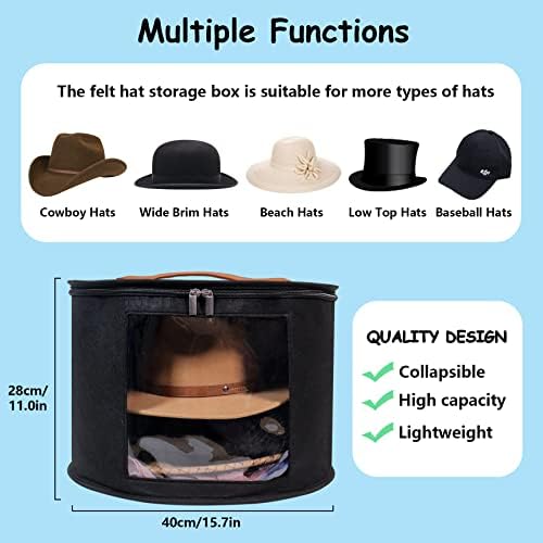 תיבת כובעים קופסת אחסון, קופסאות כובע מתקפלות עם מכסים, תיבת כובע נסיעות לנשים וגברים, אחסון כובעים מארגנים
