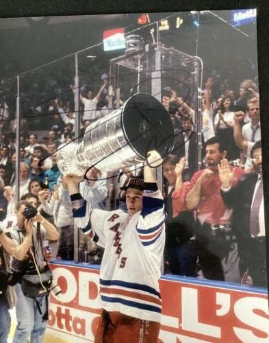 אדם גרייבס חתום תמונה 8x10 הוקי ניו יורק ריינג'רס גביע SCC חתימה HOF JSA - תמונות NHL עם חתימה