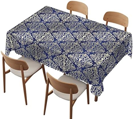 רויאל כחול דפוס מפת שולחן 52 * 70 אינץ מלבן שולחן בגדי עבור 4 רגל שולחנות-עמיד למים כתם קמטים עמיד לשימוש חוזר