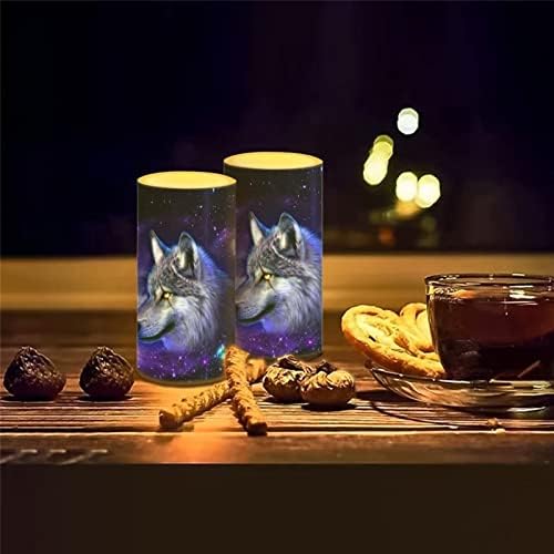 Cozeyat Starry Wolf Passion נרות חשמליים 2 חתיכות, נרות LED חסרי פחתה מהבהבים מצביעים על תה נעים מנועי תה מופעלת,