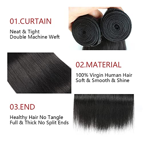 שחור שיער חבילות ישר שיער טבעי 3 צרור 22 24 26 אינץ אמיתי לא מעובד שיער לא מעובד הרחבות לנשים שחורות ברזילאי
