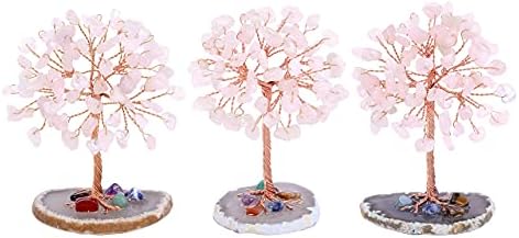 חבילה עליונה של פלאזה - 2 פריטים: קוורץ ורד ריפוי גבישים חוט עטוף על עץ אבני בסיס פרוסות טבעיות