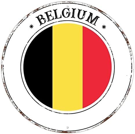 בלגיה דגל לאומי שלטי זר מתכת שלטי קיר דקור אלומיניום מתכת עגול שלט פח עגול חלודה חרט