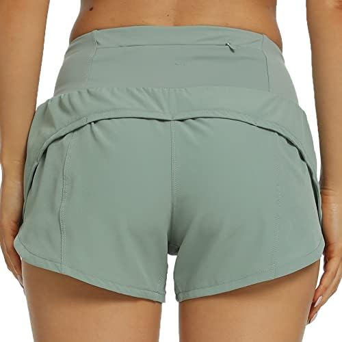 Kcutteyg המריץ מכנסיים קצרים לנשים עם מכנסי אימון קלים משקל קלים במותניים עם כיס אחורי- 4