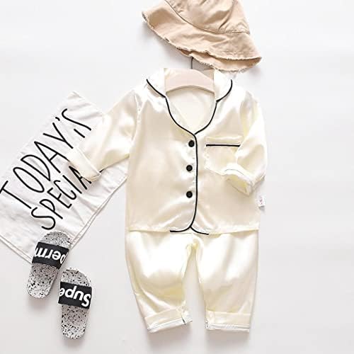 תלבושות פסחא של XBKPLO לבנים פעוטות בנים תינוקת פיג'מה בגדי שינה הגדרת כפתור סאטן בצבע אחיד 12 חודשים פיג'מה