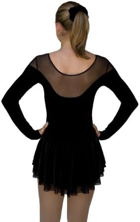 Chloenoel DLV04 - קטיפה שכבה כפולה חצאית דמות שמלת החלקה DLV04 שחור