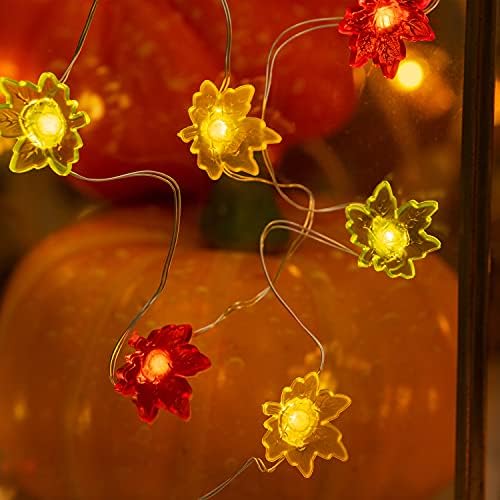 קישוטי חג ההודיה של בוהון עוזב מייפל אורות מיתרים פיות עם אורות מיתרים מרוחקים 10ft 40le