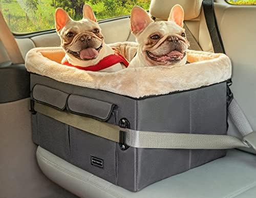מושב מכונית כלב petsfit לכלבים בינוניים או לשני כלבים קטנים, מושב מאיץ כלבים משודרג למושבים קדמיים ואחוריים