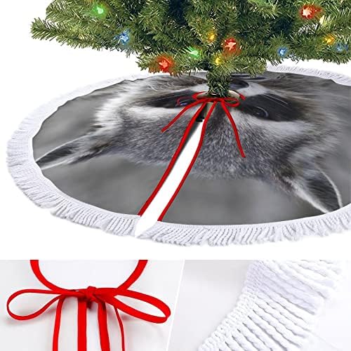 דביבון דביבון חמוד מחצלת חצאית עץ עץ עץ עץ עם גדילים לקישוט חג המולד של מסיבת חג 48 x48