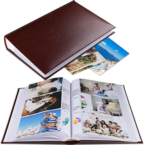 אלבום תמונות 4x6 תמונות מחזיקים 402 כיסים עם ספר תזכיר כיסי כיסים, אלבומי עטיפת עור עם שטח כתיבה לחתונה