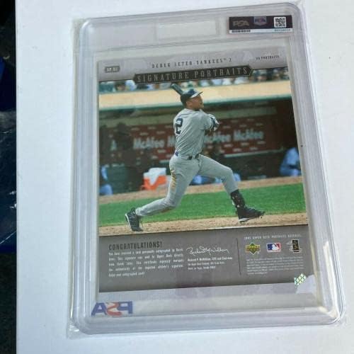 2005 סיפון עליון UD דיוקנאות דרק ג'טר חתום 8x10 כרטיס צילום אוטומטי DNA - תמונות MLB עם חתימה עם חתימה