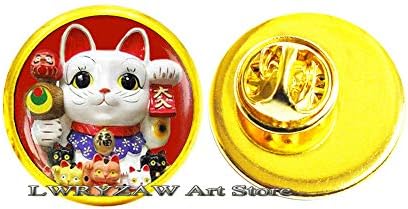 ברוך חתול לאקי, אמנות אדומה מנקי נקו, מזל טוב קסם חתול אמנות יפנית, מנקי נקו סיכה, M53