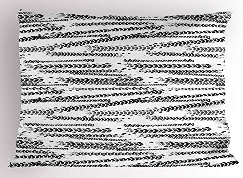 Ambesonne Abstract Pillow Sham, איור אמנות של מסלולי צמיגי רכב המתוארים בסגנון גראנג ', ציפית כרית