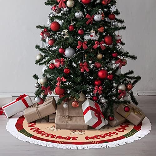 חצאית עץ חג המולד, 30 חצאית עץ חג המולד משובצת חג המולד עם ציצית, חצאית עץ חורף, מחצלת עץ חג המולד של שלג לקישוטי