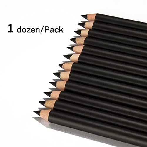 שחור אייליינר עפרונות, 12 יחידות מט שחור אייליינר עיפרון סט, שחור עפרונות עפרונות עמיד למים לטווח