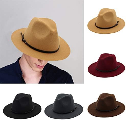גברים נשים כובע קש שמש קלאסי קלאסי קאובוי כובע שוליים רחב עם מעצב אבזם חגורה פנמה פדורה כובע קל משקל