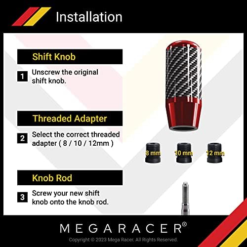 Mega Racer סיבי פחמן אמיתיים & ידית משמרת אלומיניום אדום - לאוטומטי ללא כפתורים ו -4, 5, 6