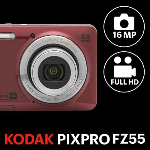 קודאק פיקספרו ידידותי זום פז 55-מצלמה דיגיטלית 16 מגה פיקסל עם זום אופטי פי 5 זווית רחבה 28 מ מ ומסך 2.7 אינץ'