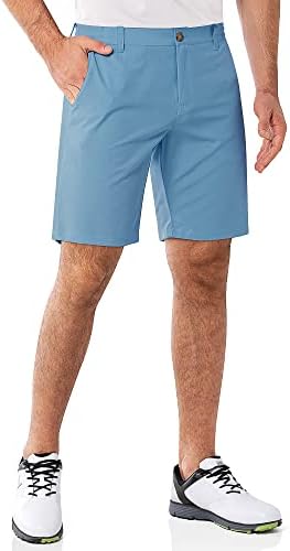 מכנסי גולף גברים בגודל 33,000ft, 9 מתאים יבש מתיחה גולף קצר UPF 50+ מכנסי גולף קדמיים קלים קלים עם כיסים