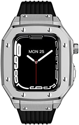 פונסי ללהקה של Apple Watch סדרה 8 סגסוגת שעון מארז 44 ממ 42 ממ 45 ממ רצועת סיליקון רצועת מתכת מסגרת