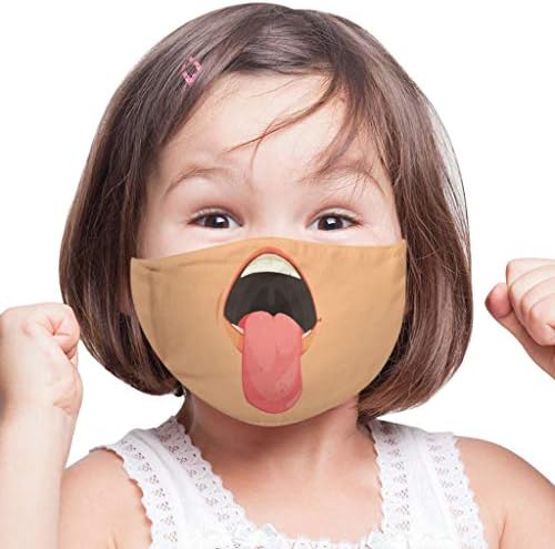 Zewuai לילדים חדשים מצחיקים מודפסים פנים נושמים בנדנות רחיצות רחיבה וניתנות לשימוש מחדש Face_massks-ship