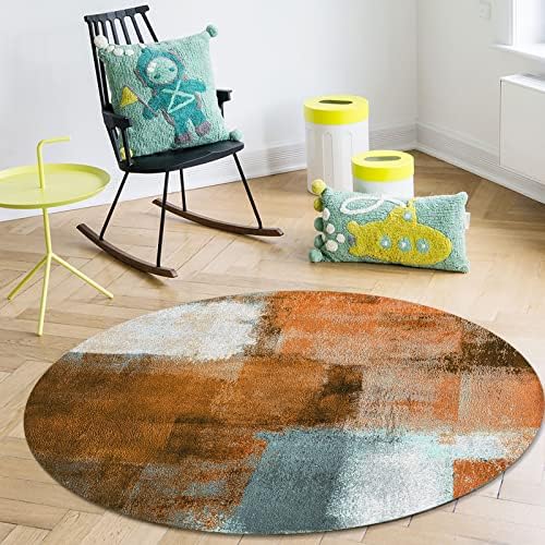 שטיח שטח עגול גדול לחדר שינה בסלון, שטיחים 4ft ללא החלקה לחדר ילדים, ציור שמן גיאומטרי מופשט