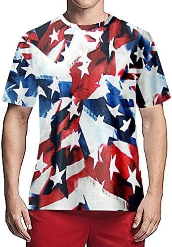 חולצות גברים גרפי גברים ארהב דגל אמריקאי פטריוטית חולצה קצר שרוול עצמאות גבוה ארוך שרוול חולצות