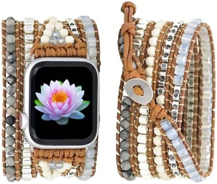 רצועת צמיד בעבודת יד Onnaturin תואמת עם Apple Watch 38 ממ/40 ממ/41 ממ/42 ממ/44 ממ/45 ממ Boho Watch