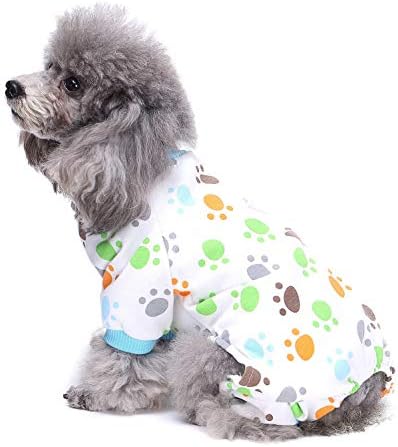 Smalllee_lucky_store Paw Paw Pajamas כותנה רכה לכלבים קטנים חתולים גור של PJS סרבל עם רגליים בגדי חיית מחמד