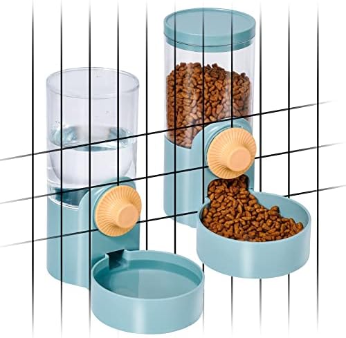 תליית חיות מחמד מתקן מים מזון אוטומטי, חתול מזון ומים קערת סט, נשלף כלוב תליית מזון מים קערת בקבוק,