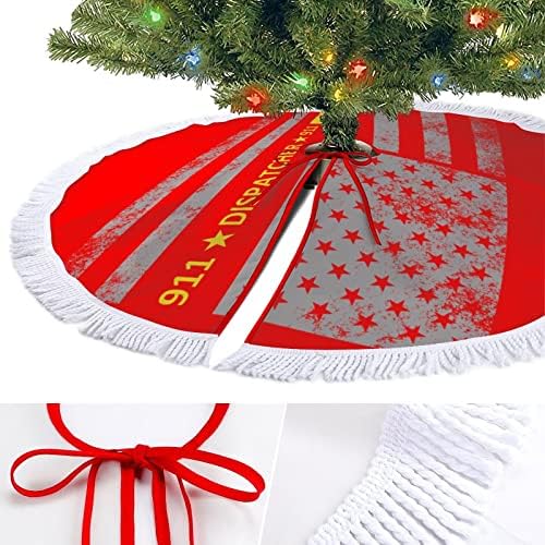911 מסדרן קו זהב דק חצאית עץ חג המולד עם גדילים חג המולד הדפס קישוט מחצלת רצפה לחג