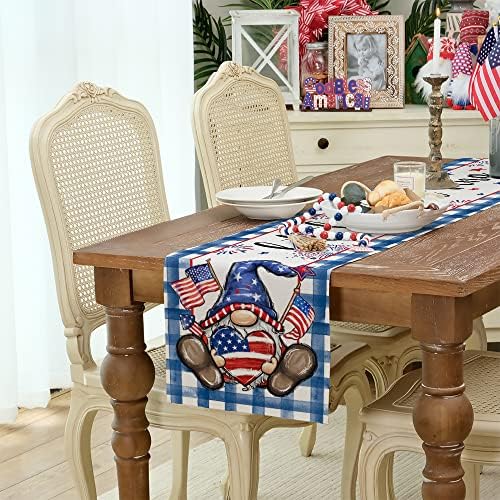 ארקני 4 ביולי פטריוטי שולחן רץ 72 סנטימטרים כחול גמדים אמריקאי עצמאות יום חג בית קפה שולחן אוכל בית חווה