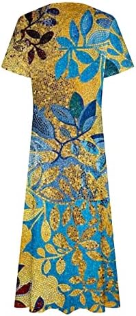 שמלת פרחים פרחונית של Lcziwo לנשים V שרוול קצר שרוול קצר מזדמן עניבה ארוכה עניבה צבע שמלות מידי מודפסות