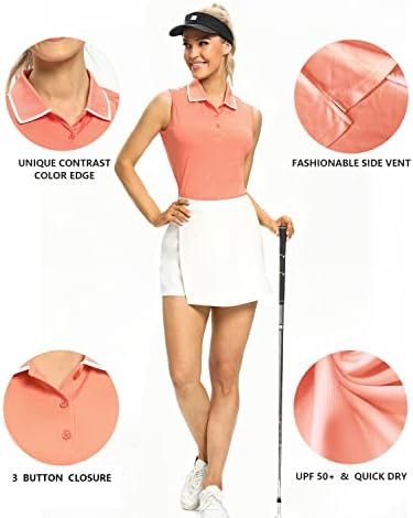 חולצות פולו לנשים גופיות טניס גולף ללא שרוולים UPF 50+ קל משקל