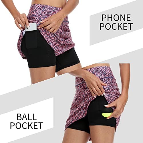M Moteepi אורך ברך צנוע אורך חצאיות לנשים לנשים טניס אתלטי גולף סקורט עם כיסים הגנת UV מותניים גבוהים