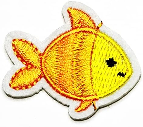 SareeSy Set Set 2 PCS. מיני דג ים חמוד טלאי כתום טלאים רקומים מדבקת טלאי ברזל-על.
