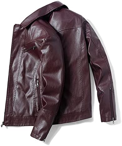 גברים פו דמוית עור ז ' קט חריץ דש דק מתאים לרכוס אופנוען מעיל הבציר מוטו קל להאריך ימים יותר מעיל