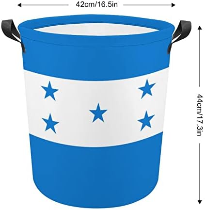 דגל הונדורס דגל כביסה מתקפלת סל אטום אטום אטום אטום שקית סל עם ידית 16.5 x 16.5 x 17