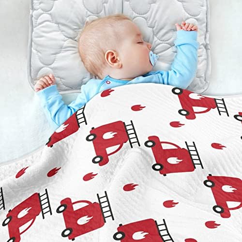משאית כבאית של קטאקו שמיכה לתינוק אדום לבנים שמיכות פעוטות כותנה מיטה זורקת שמיכת תינוק רכה