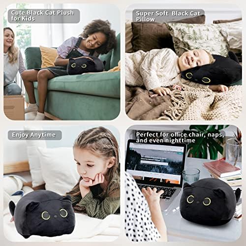 כרית צעצועי קטיפה של חתול שחור ופיל פיל פלאש פלאש קטיפה רכה קוואי חיות ממולאות