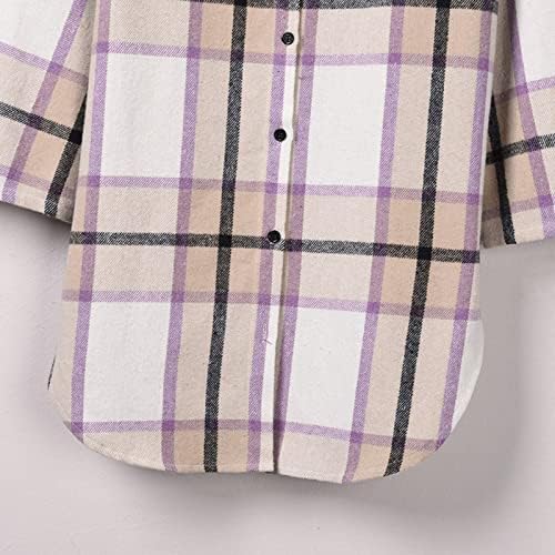 חולצות משובצות לנשים בתוספת גודל מעיל טרטאן נערה נער רופפת כפתור מזדמן למטה מעילי חולצות בלוק צבע
