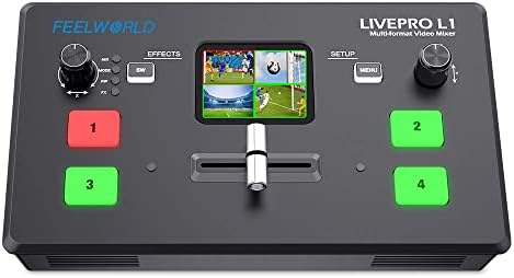 Feelworld LivePro L1 V1 Multiformat Switcher Mixer Switcher 2 אינץ 'LCD תצוג