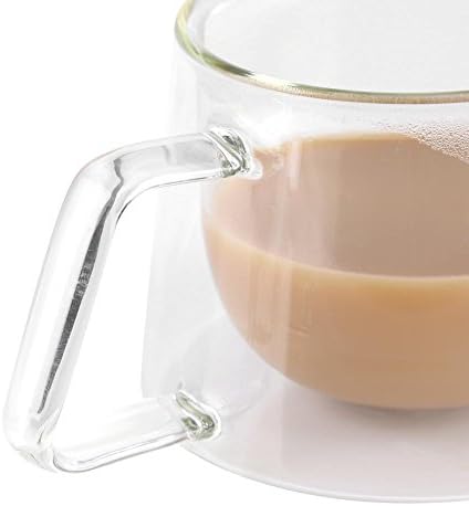 FDIT כוסות כפולות מבודדות כוס כוס אספרסו ספלי קפה עם ידית ספל עמיד בפני חום לכלי כוס לחלב תה קפה