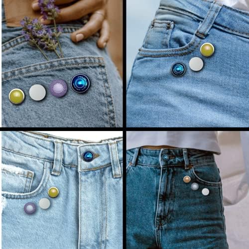6 הגדר סיכות כפתור צבעוניות לג'ינס, החלפת כפתורים, סיכות מתכווננות, כפתורים מיידיים