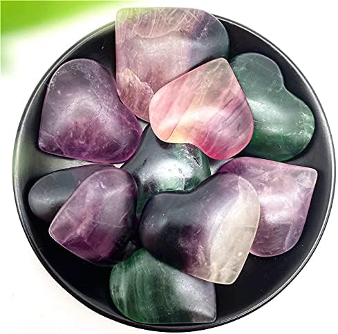 Heeqing AE216 1 PCS קשת טבעית פלואוריט קריסטל קוורץ גילף לב צבעוני אבן אהבה כמו מתנות אבנים טבעיות