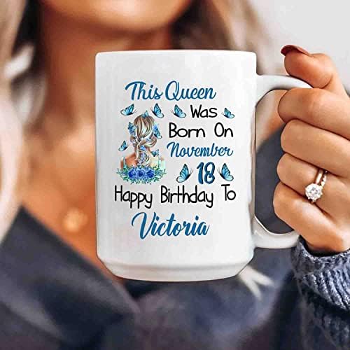 מלכה זו נולדה על כוס ספל קפה יום הולדת שמח 11 גרם 15 גרם, יום הולדת מותאם אישית מתנות כוס קרמיקה